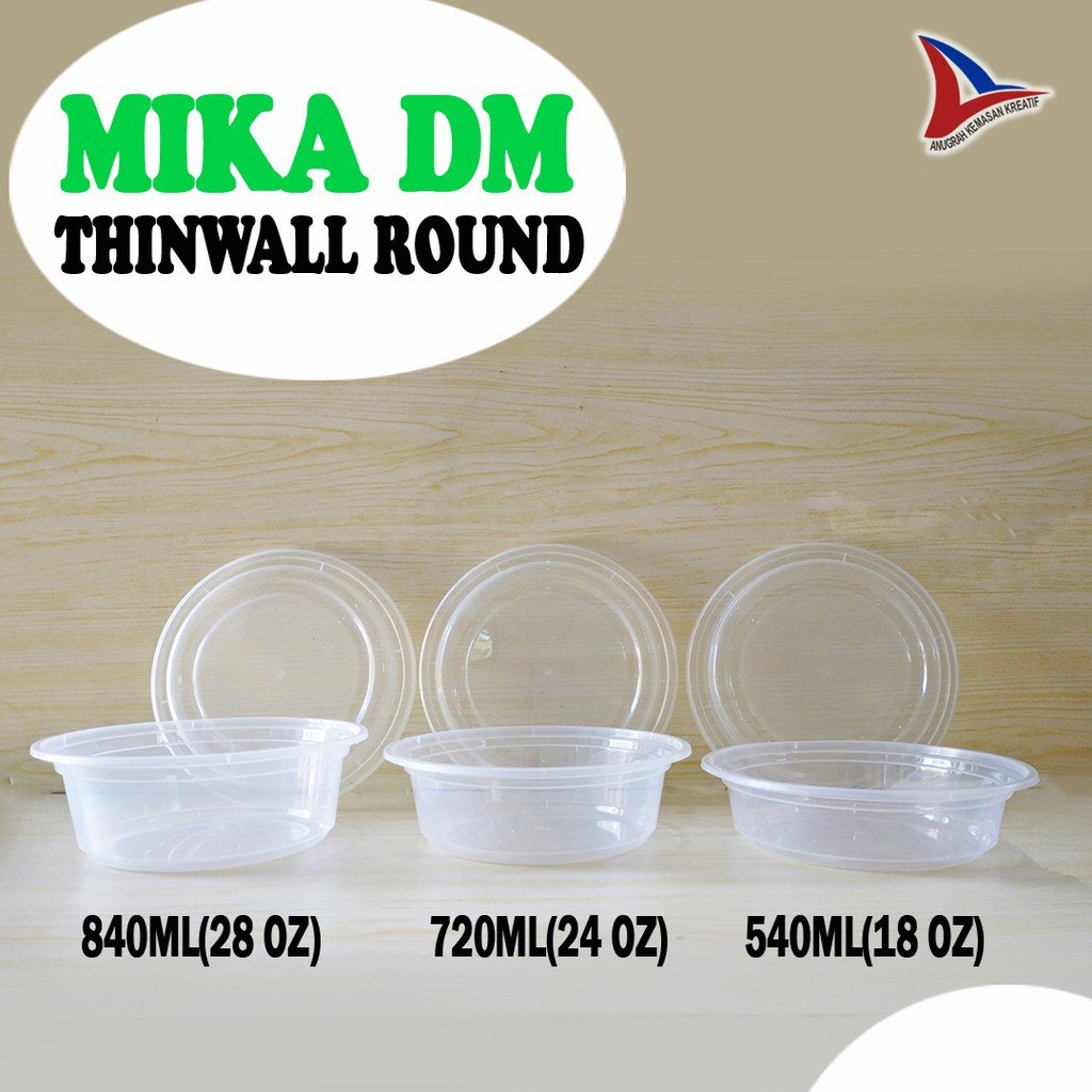 Thinwall Dm Round 540 Ml (18 Oz) / Mangkok Nasi / Mangkok Bakso / Cup Sayur (25 Pcs)