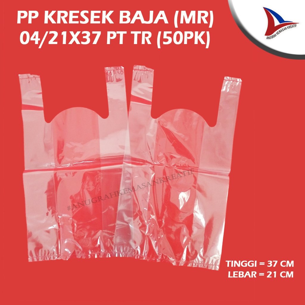 Pp Kantong Kresek Baja (Mr) 04x21x37 Putih Transparan (500 Gram)