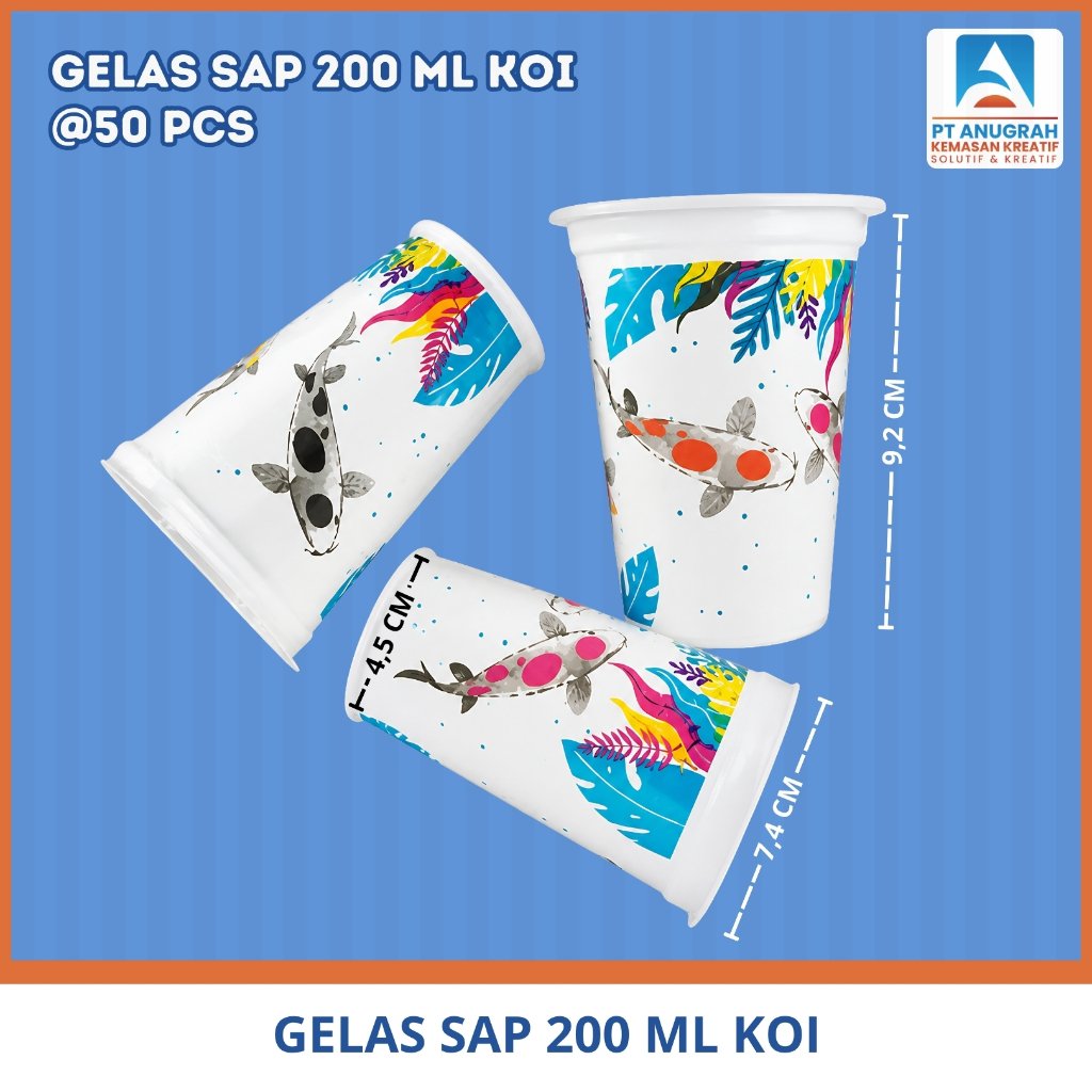 Gelas Sap 200 Ml Koi / Gelas Kopi Teh Syrup Isi 50 Pcs