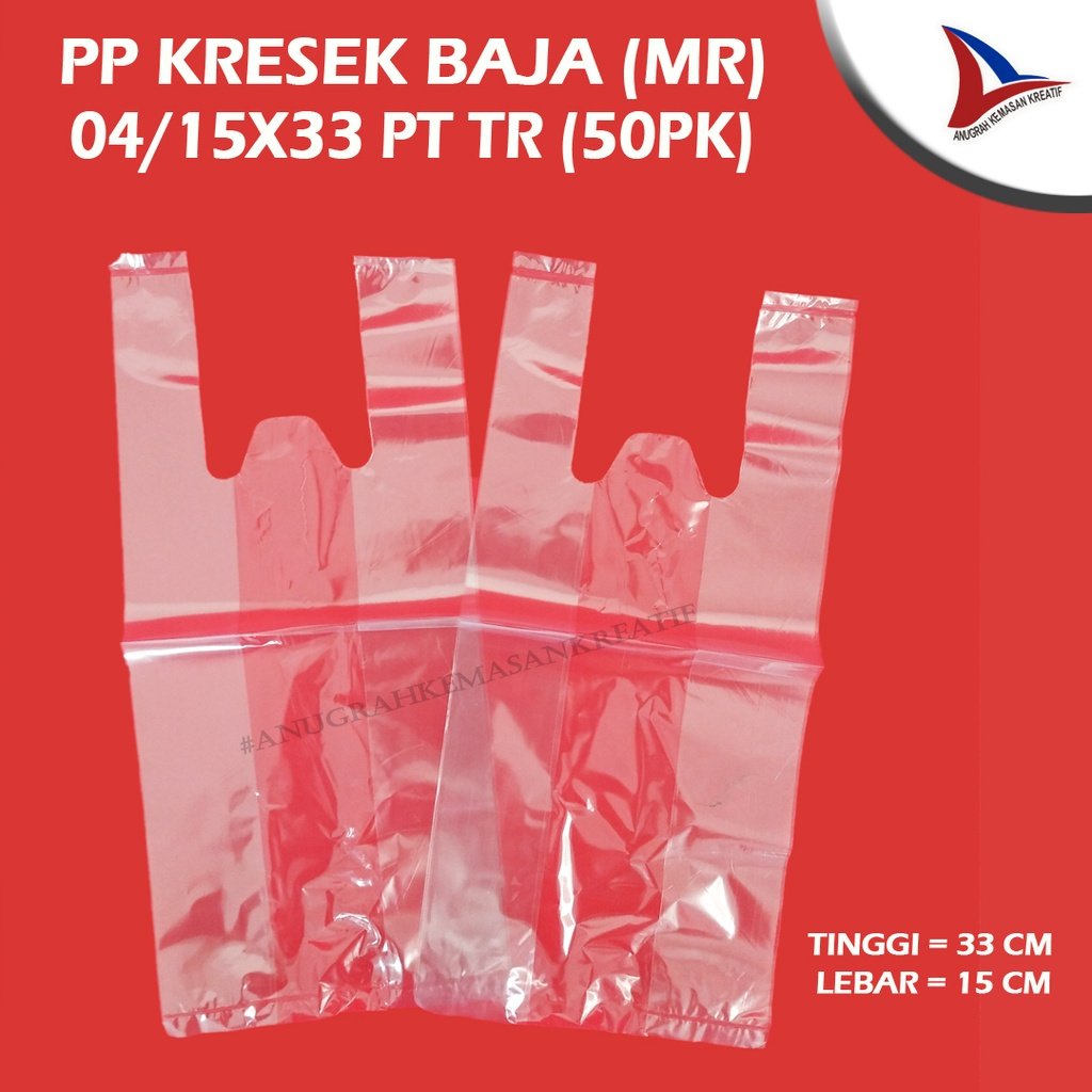 Pp Kantong Kresek Baja (Mr) 04x15x33 Putih Transparan (500 Gram)