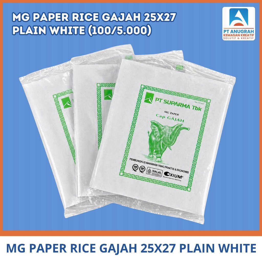 Kertas Nasi Putih / Kertas Nasi Kfc Plain White Gajah Isi 100 Pcs