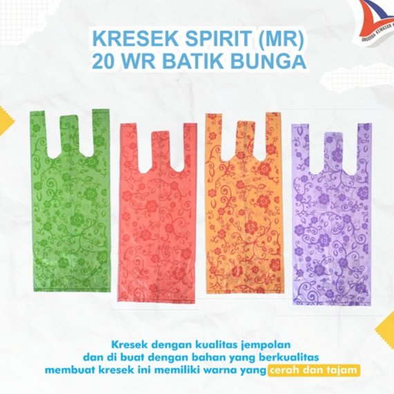 Kantong Kresek Spirit 20x20 Print Warna Batik Bunga Isi 40 Lembar Untuk Dos