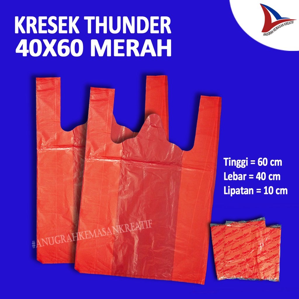 Kantong Kresek Thunder (Mr) 40x60 Merah Isi 20 Lembar