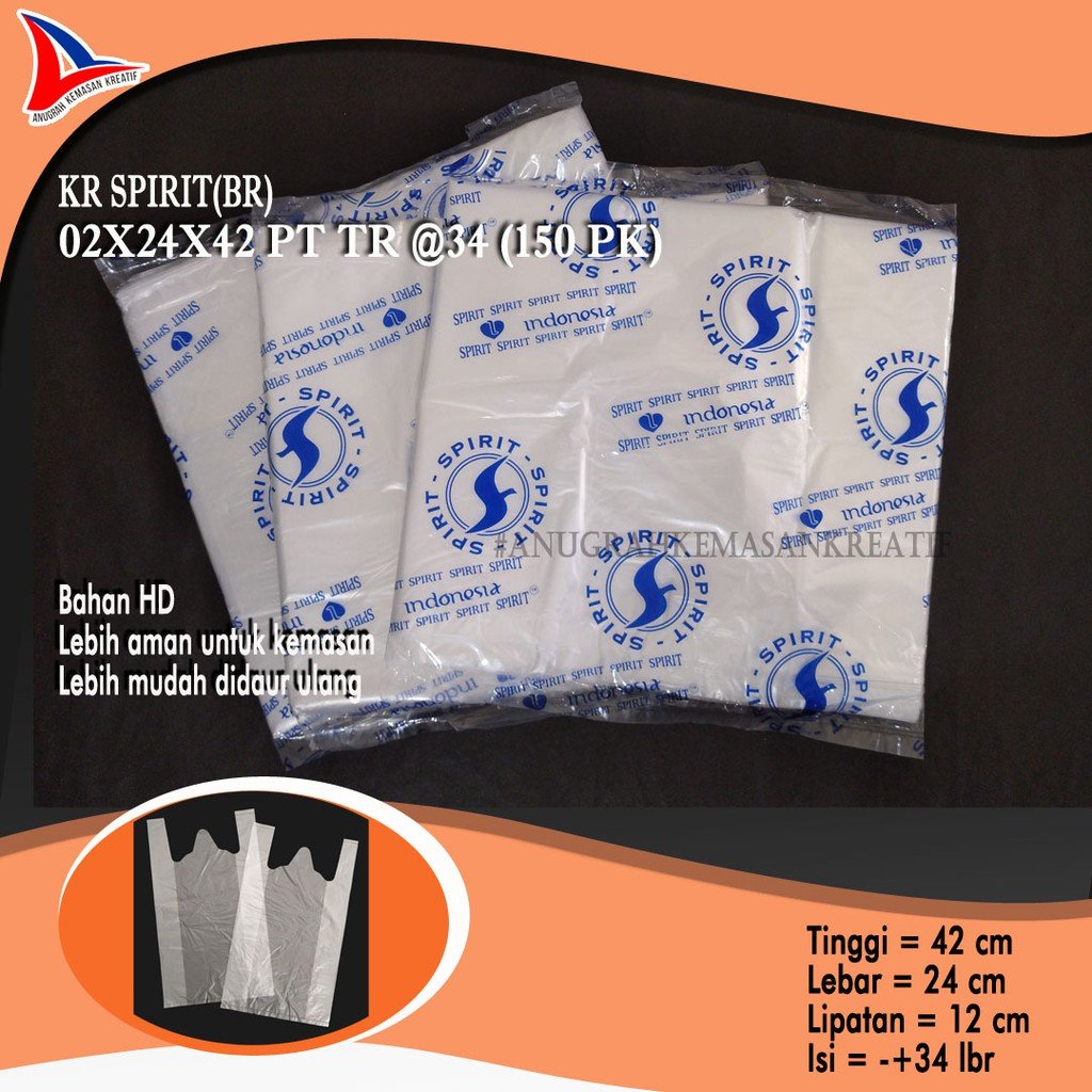Kantong Kresek Spirit Br 02x24x42 Putih Transparan Isi 34 Lembar