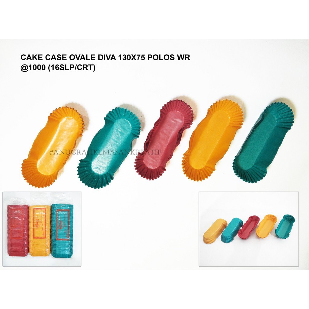 Cake Case Ovale Diva 130x75 Polos Warna / Cup Kue (500 Pcs)
