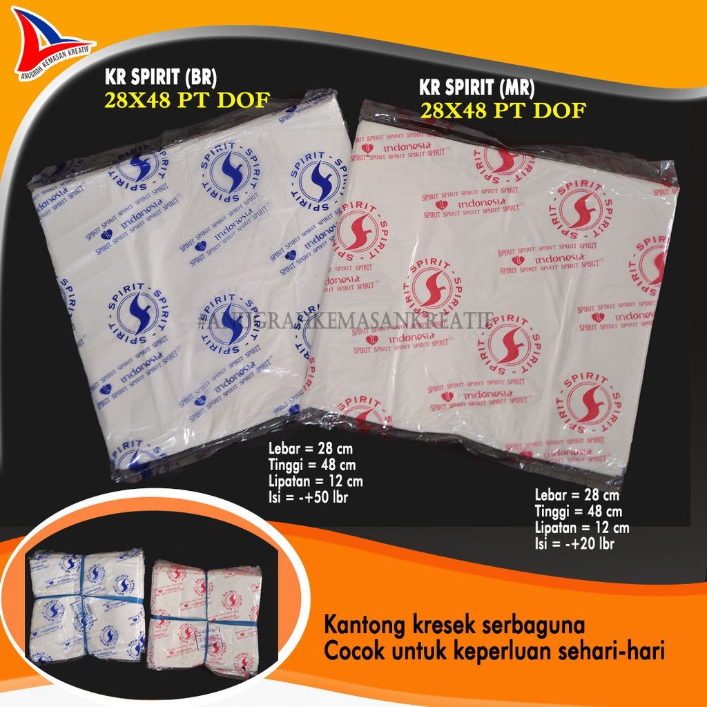 Kantong Kresek Spirit (Br) 02x28x48 Putih Dof Isi 50 Lembar Murah