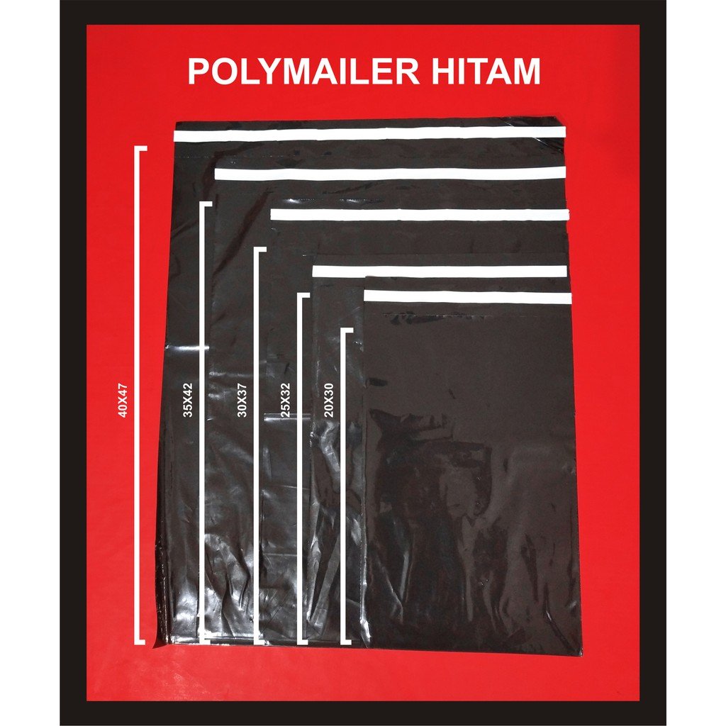 PE KANTONG HITAM POLYMAILER 30x37 + LEM(100 PCS) / PEMBUNGKUS PAKET (100 PCS)