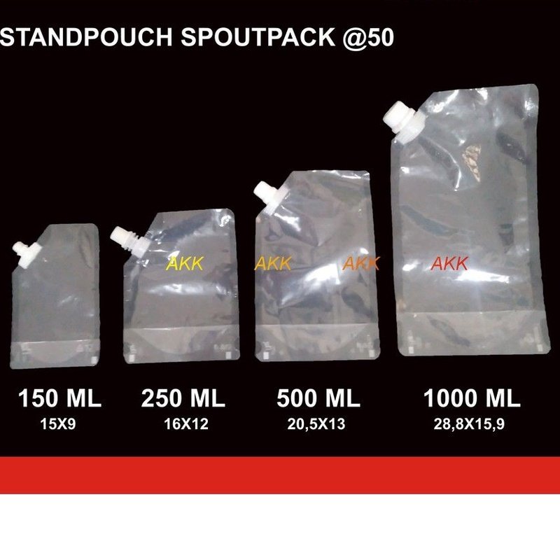 Stand Pouch Spout Bening 500 Ml / Untuk Produk Cairan (50 Pcs)
