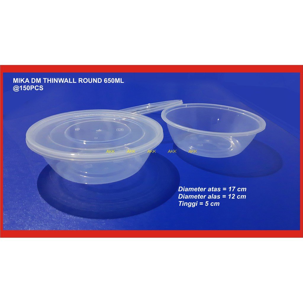 Thinwall Dm Round 650 Ml / Mika Mangkok / Cup Salad / Cup Gulai (25 Pcs)