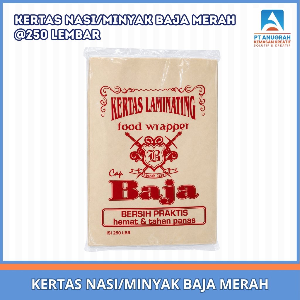 Kertas Nasi Coklat / Kertas Minyak Baja Merah (250 Lbr)