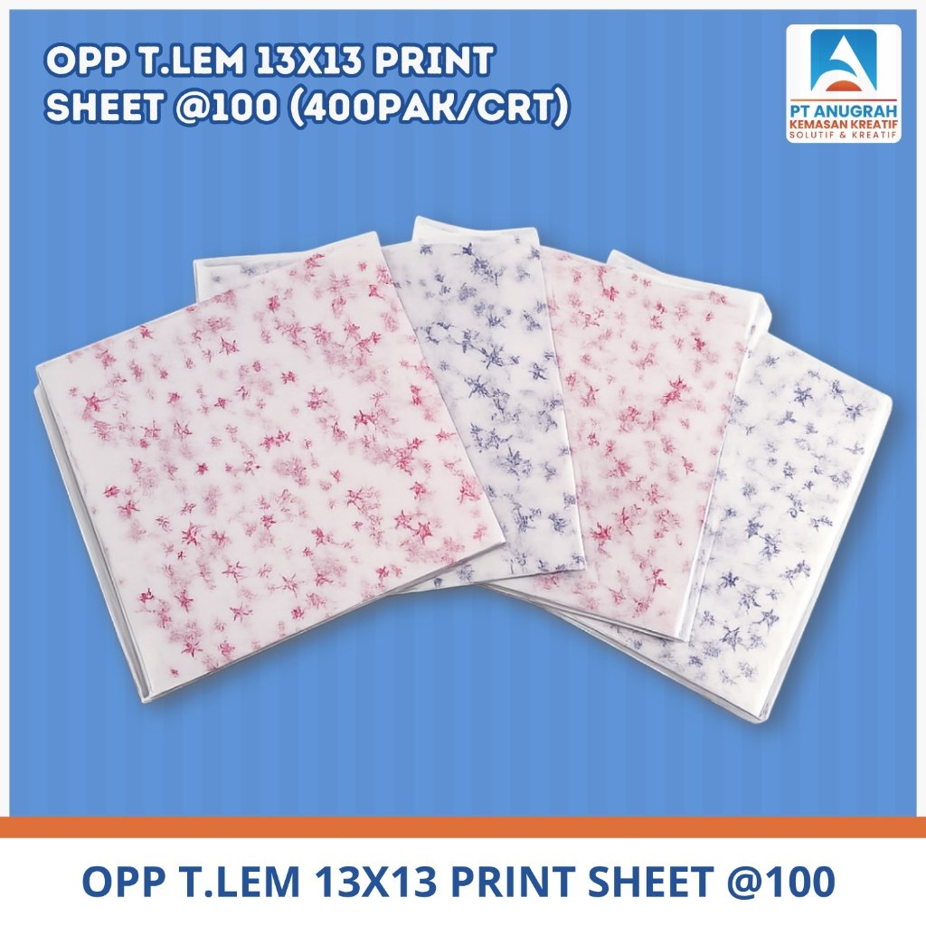 Plastik Bening Kaca Opp Tanpa Lem 13x13 Print Sheet Motif (100 Pcs)