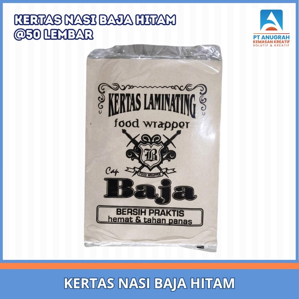 Kertas Nasi Coklat / Kertas Minyak Baja Hitam (50 Lbr)