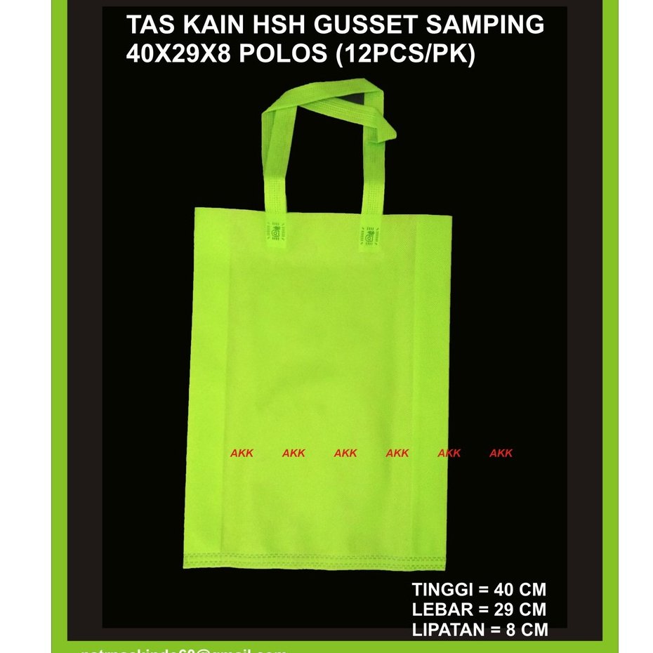 Tas Kain Spundbond / Goodie Bag Hsh Gusset Samping 40x29x8 Polos (12pcs)