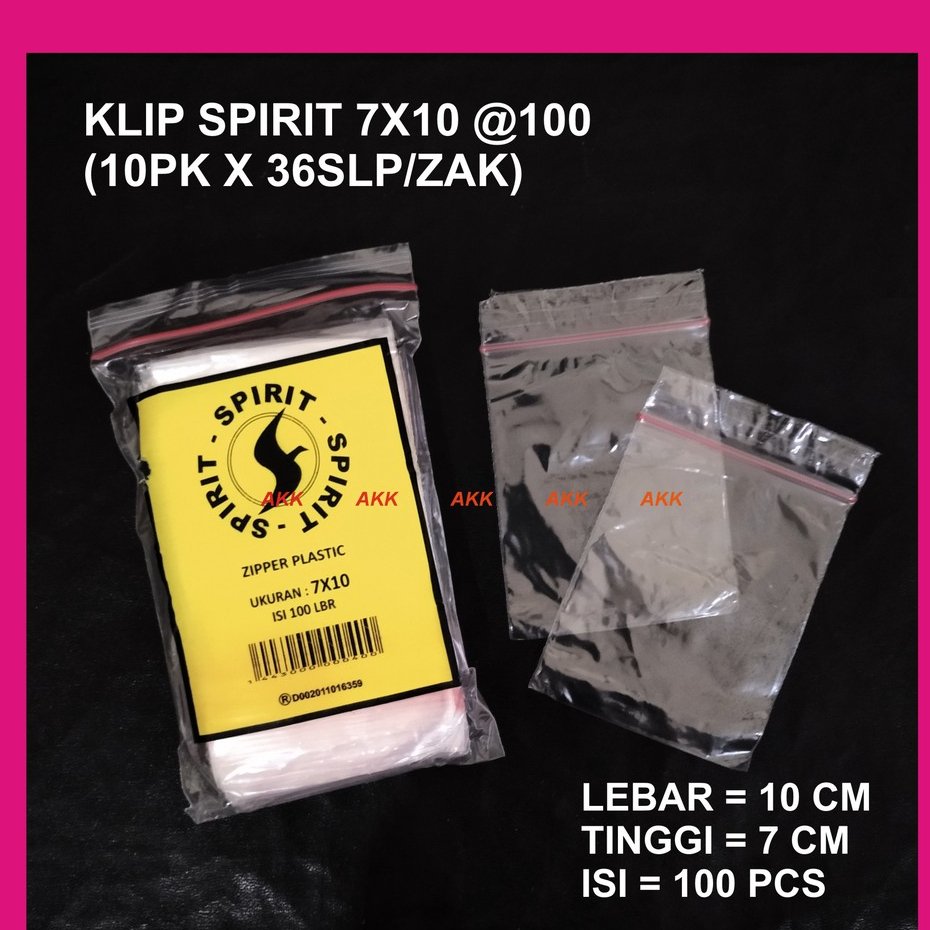 Plastik Klip Spirit 7x10 Zipper Isi 100 Pcs