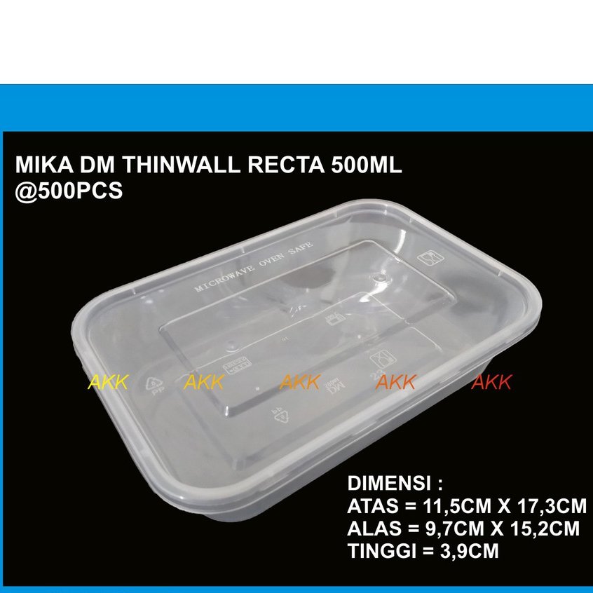 Thinwall Dm Rectangle 500 Ml / Kotak Makan / Thinwall Box (25pcs)