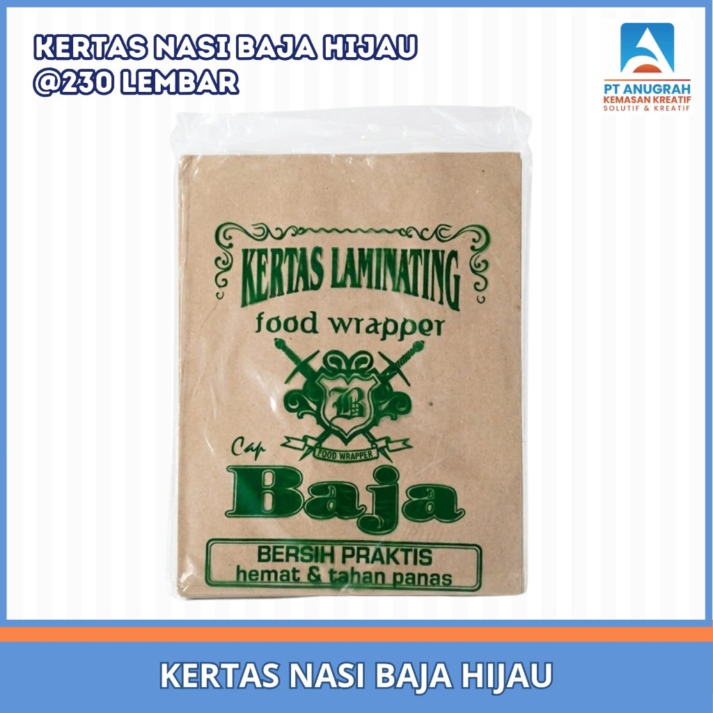 Kertas Nasi Coklat / Kertas Minyak Baja Hijau (230 Lbr)