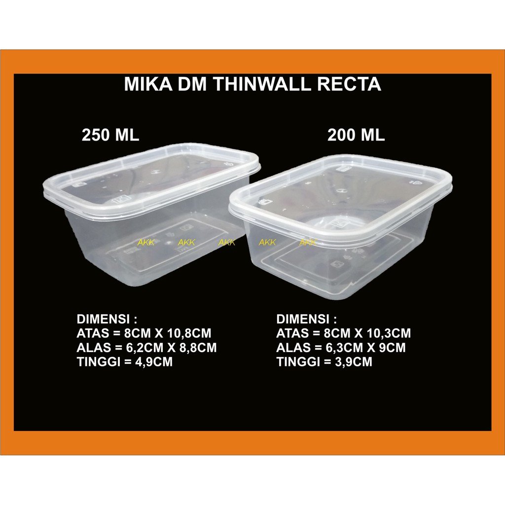 Thinwall Dm Recta 200 Ml / Kotak Kue (25 Pcs)
