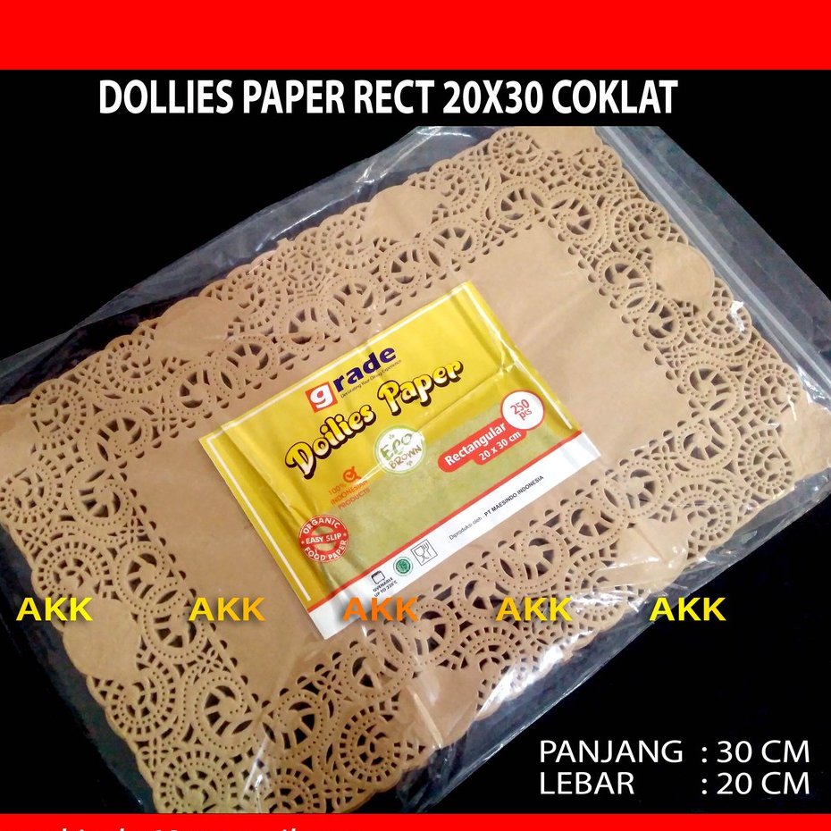 KERTAS RENDA DOILIES PAPER RECTANGLE 20x30 INCH COKLAT (250 PCS)