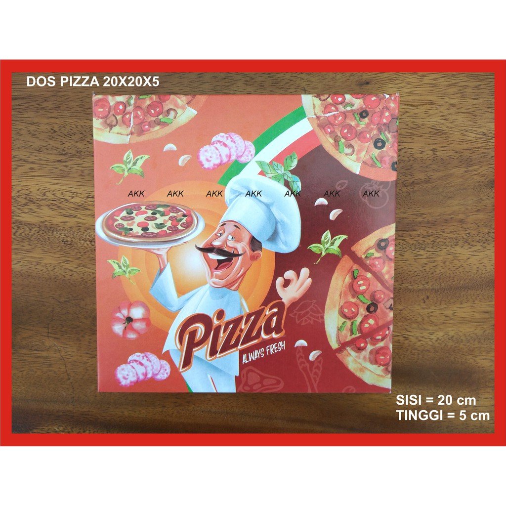 Dos Pizza Motif 20x20x5 / Box Pizza (100 Pcs)