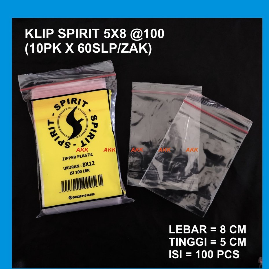 Plastik Klip Spirit 5x8 Zipper Isi 100 Pcs