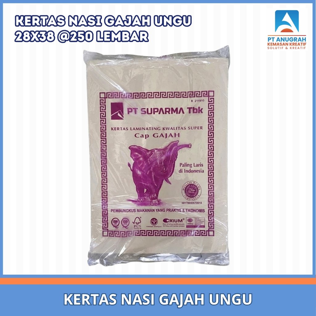 Kertas Nasi Coklat / Kertas Minyak Gajah Ungu (250 Lbr)