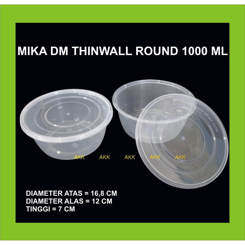 Thinwall Dm Round 1000 Ml / Mika Mangkok / Mangkok Salad / Cup Gulai (25 Pcs)