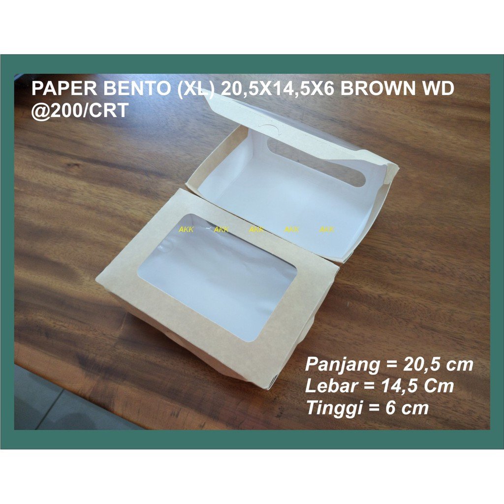 Paper Lunch Box (Xl) 20,5x14,5x6 Brown + Window(10 Pcs)
