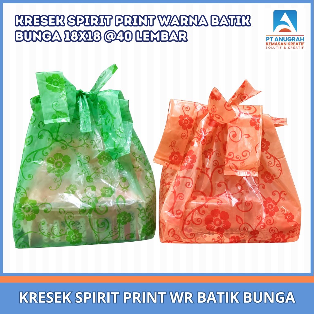 Kantong Kresek Spirit 18x18 Print Warna Batik Bunga Isi 40 Lembar Untuk Dos