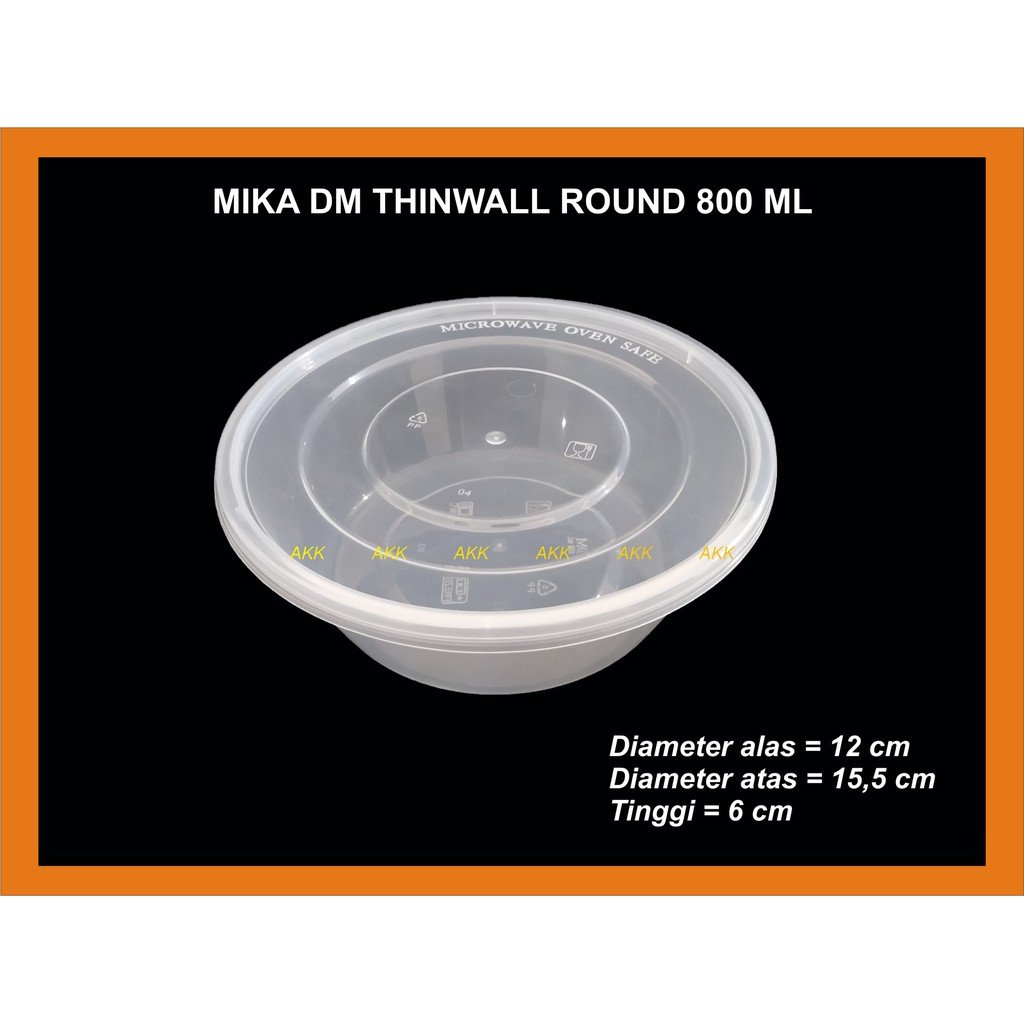 Thinwall Dm Round 800 Ml / Mika Mangkok / Mangkok Salad / Cup Gulai (25 Pcs)