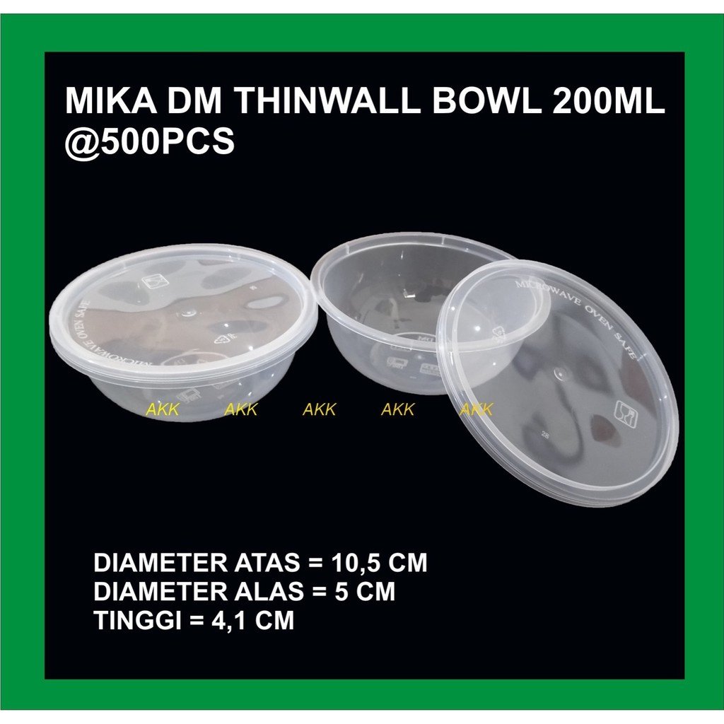 Thinwall Dm Bowl 200 Ml / Mika Mangkok / Mangkok Salad / Cup Gulai (25pcs)