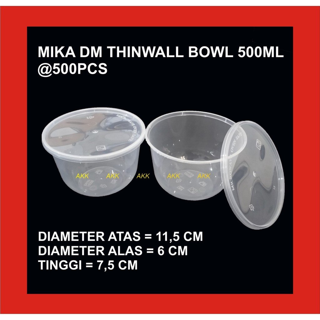 Thinwall Dm Bowl 500 Ml / Mangkok Kue / Mangkok Salad / Cup Gulai (25pcs)
