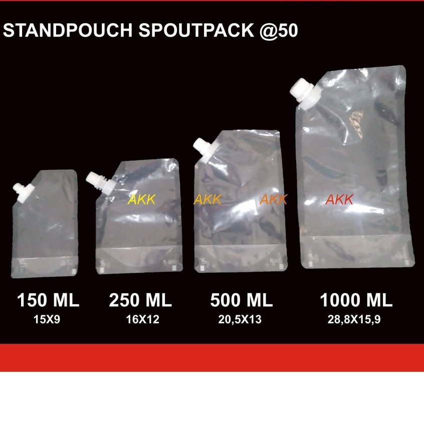 Stand Pouch Spoutpack) 1000 Ml / Untuk Produk Cairan (50 Pcs)