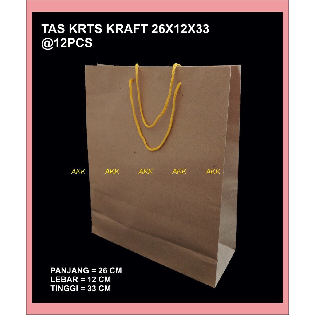 Tas Kertas Kraft 26x12x33 (12 Pcs)