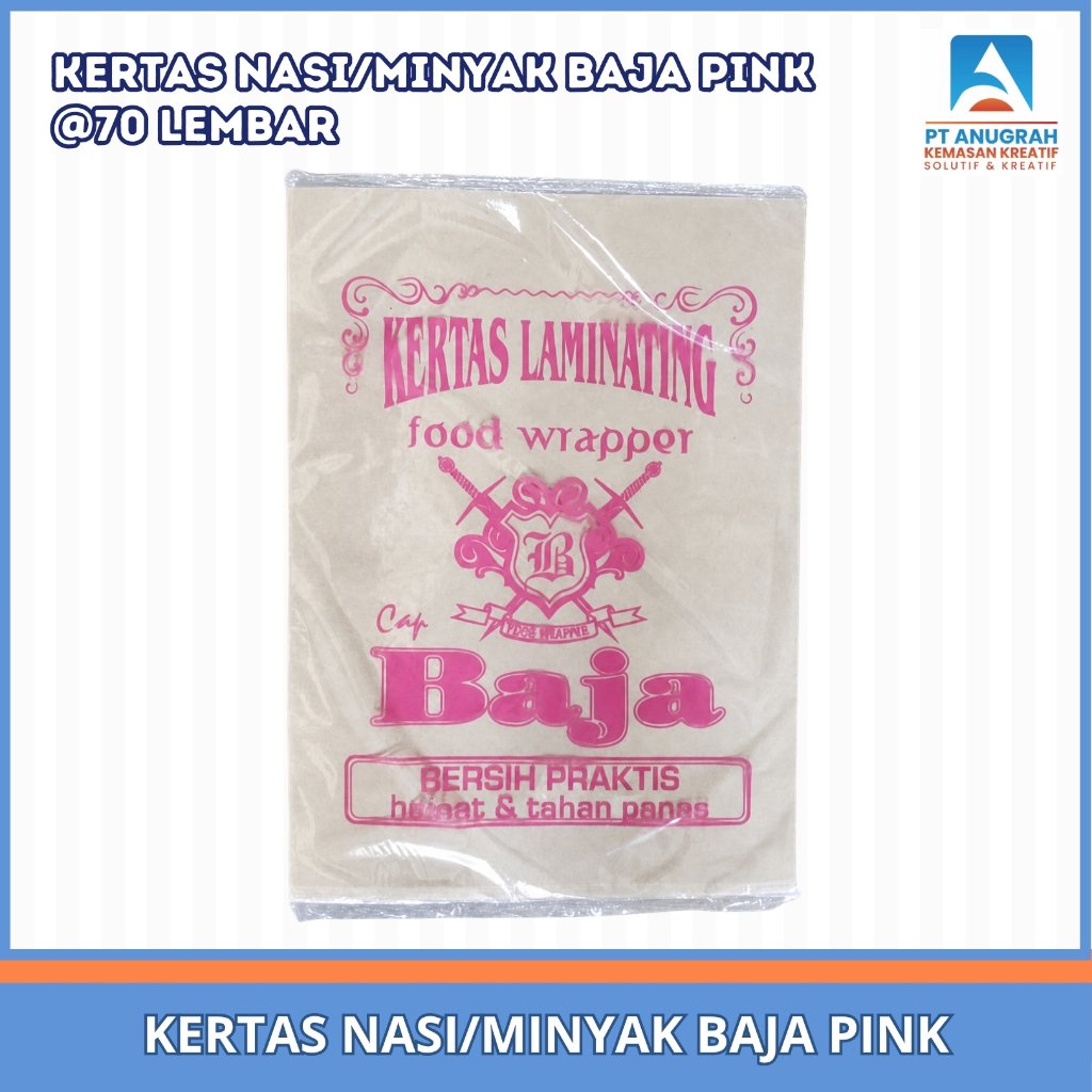 Kertas Nasi Coklat / Kertas Minyak Baja Pink  (70 Lbr)