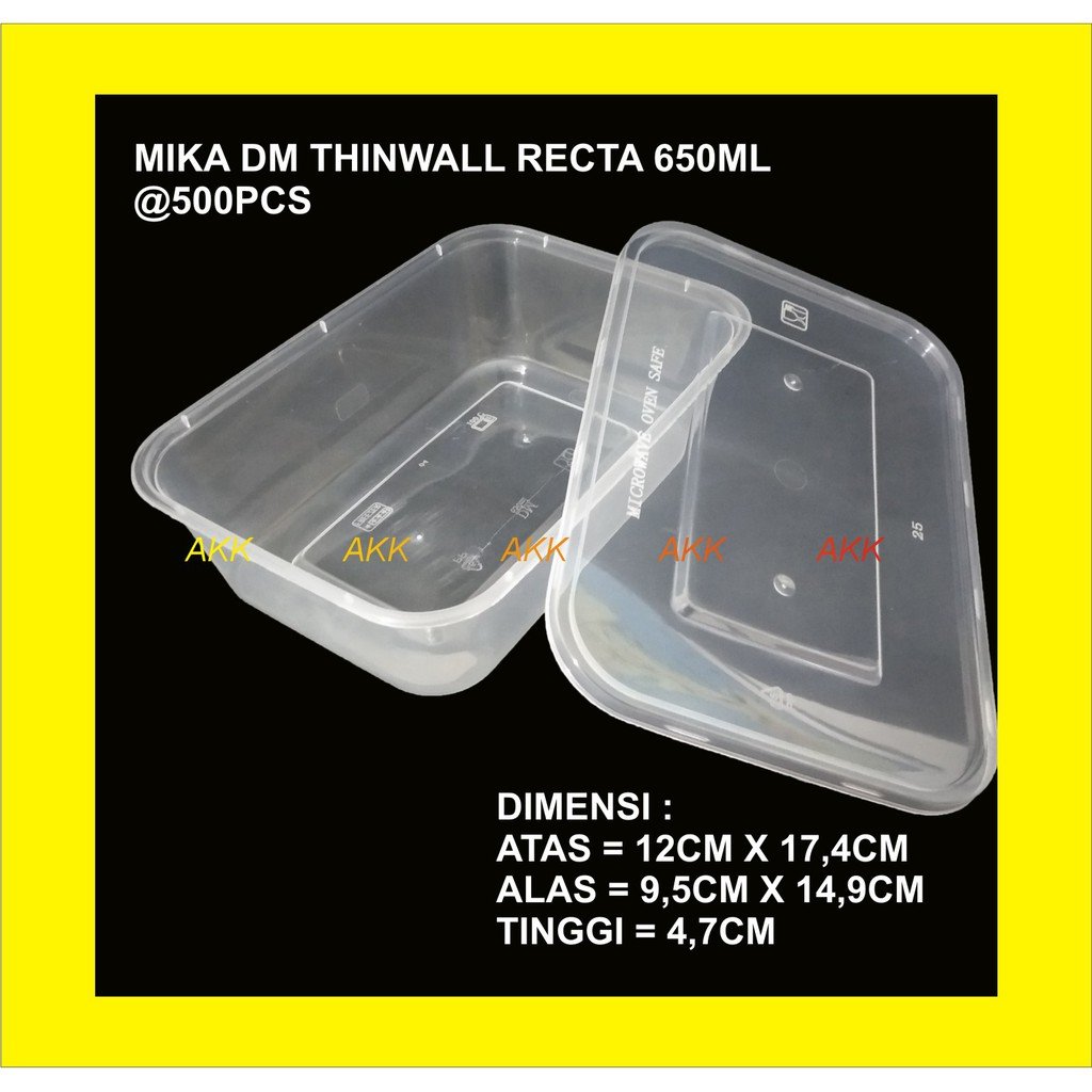 Thinwall Dm Recta 650ml / Kotak Makan / Thinwall Box (25 Pcs)