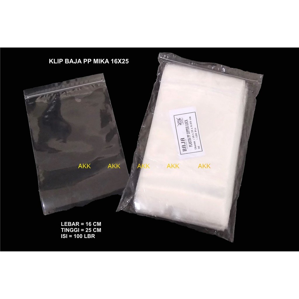 Pp Bag Baja 16x25 Bening Transaparan Plastik Klip Zipper Lock Baja isi 100 PCS Perpack