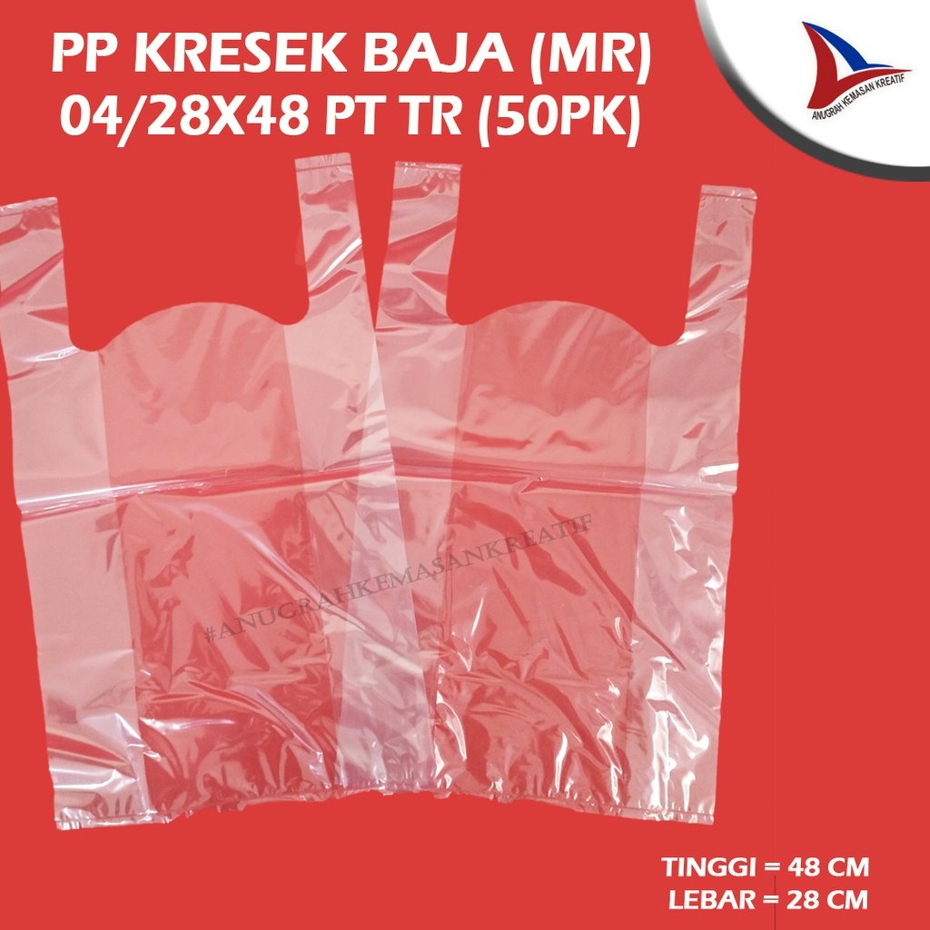 Pp Kantong Kresek Baja (Mr) 04x28x48 Putih Transparan (500 Gram)