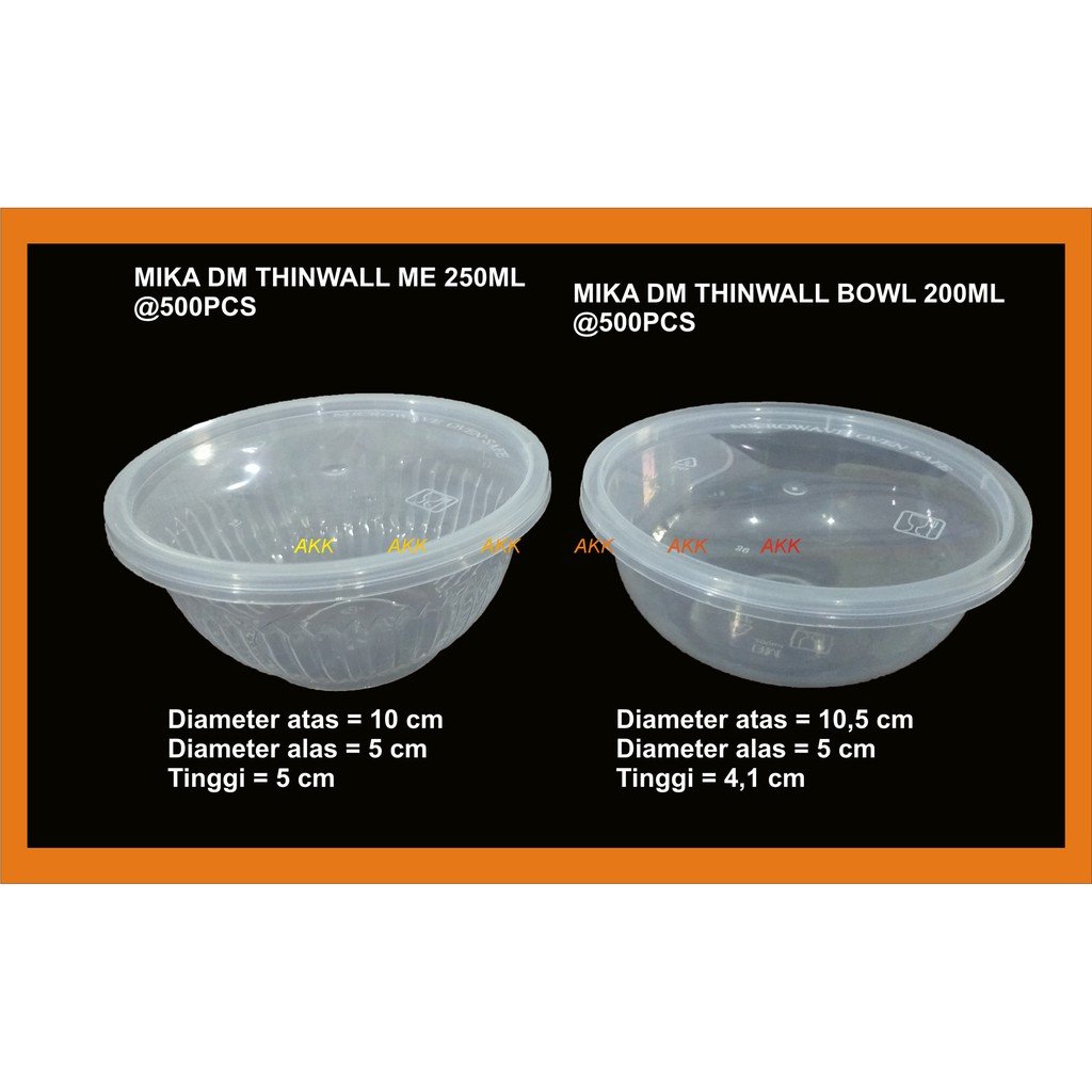 Thinwall Dm Bowl Me 250ml / Mika Mangkok / Mangkok Salad (50 Pcs)