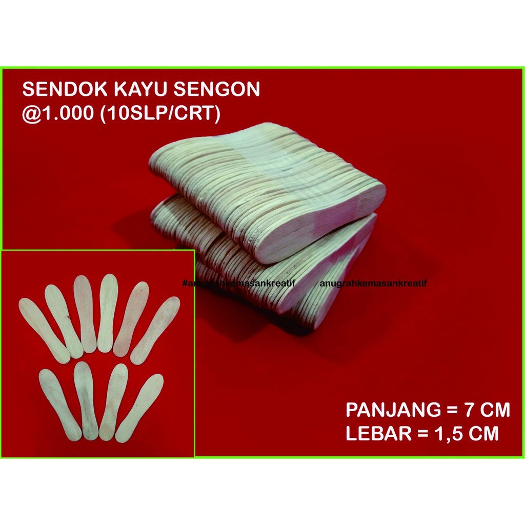 Sendok Kayu Per Pack / Sendok Ice Cream / Sendok Kayu Sengon @1.000 (10slp/Crt)