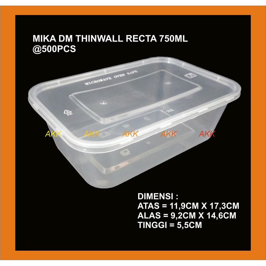 Thinwall Dm Recta 750ml / Kotak Makan / Thinwall Box (25 Pcs)