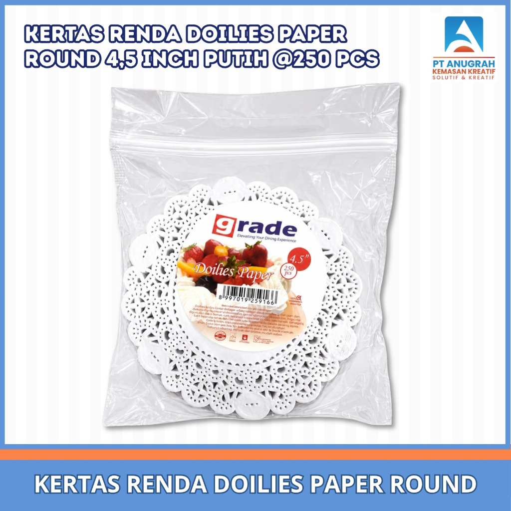 Kertas Renda Doilies Paper 4,5 Inch Putih (250 Pcs)