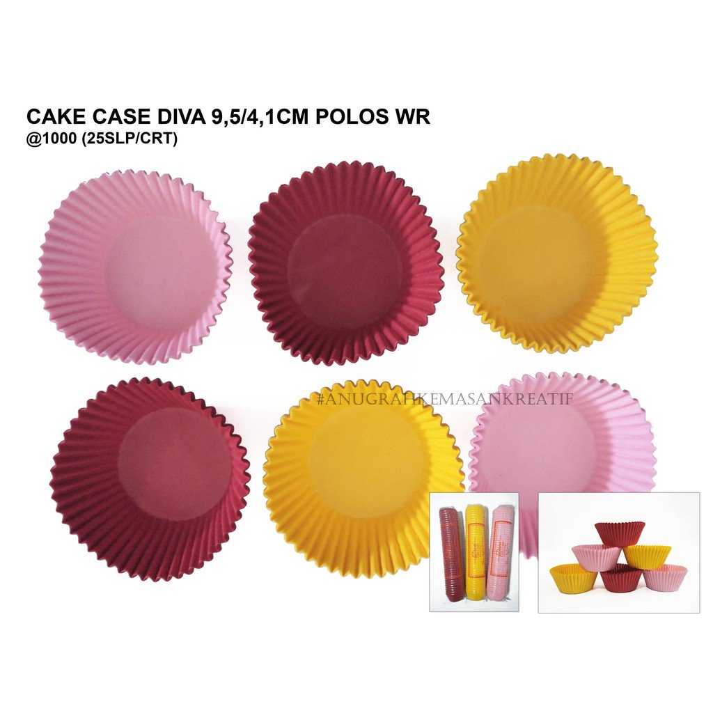 Cake Case Diva 9,5 Cm Polos Warna / Cup Kue (500 Pcs)