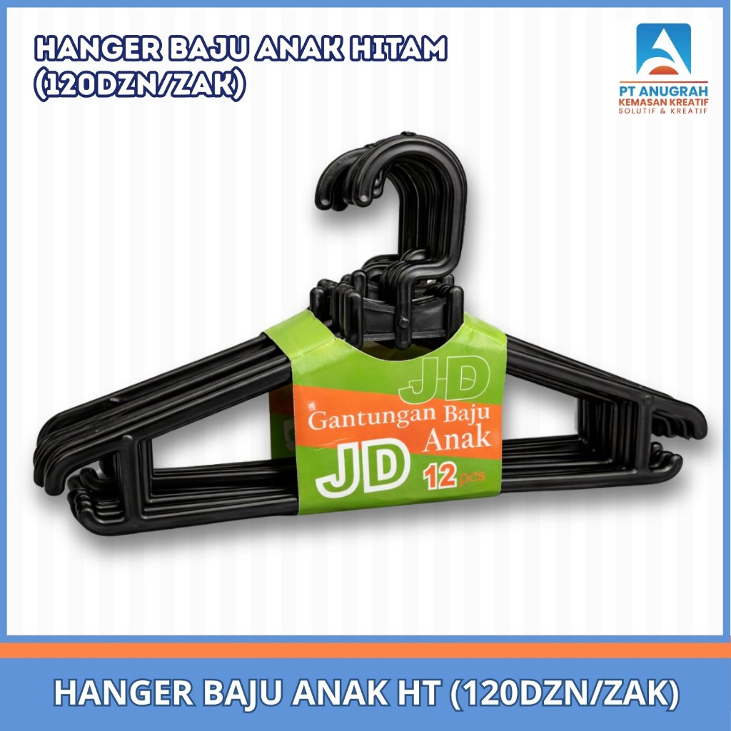 Hanger Baju Anak Hitam (12 Pcs)
