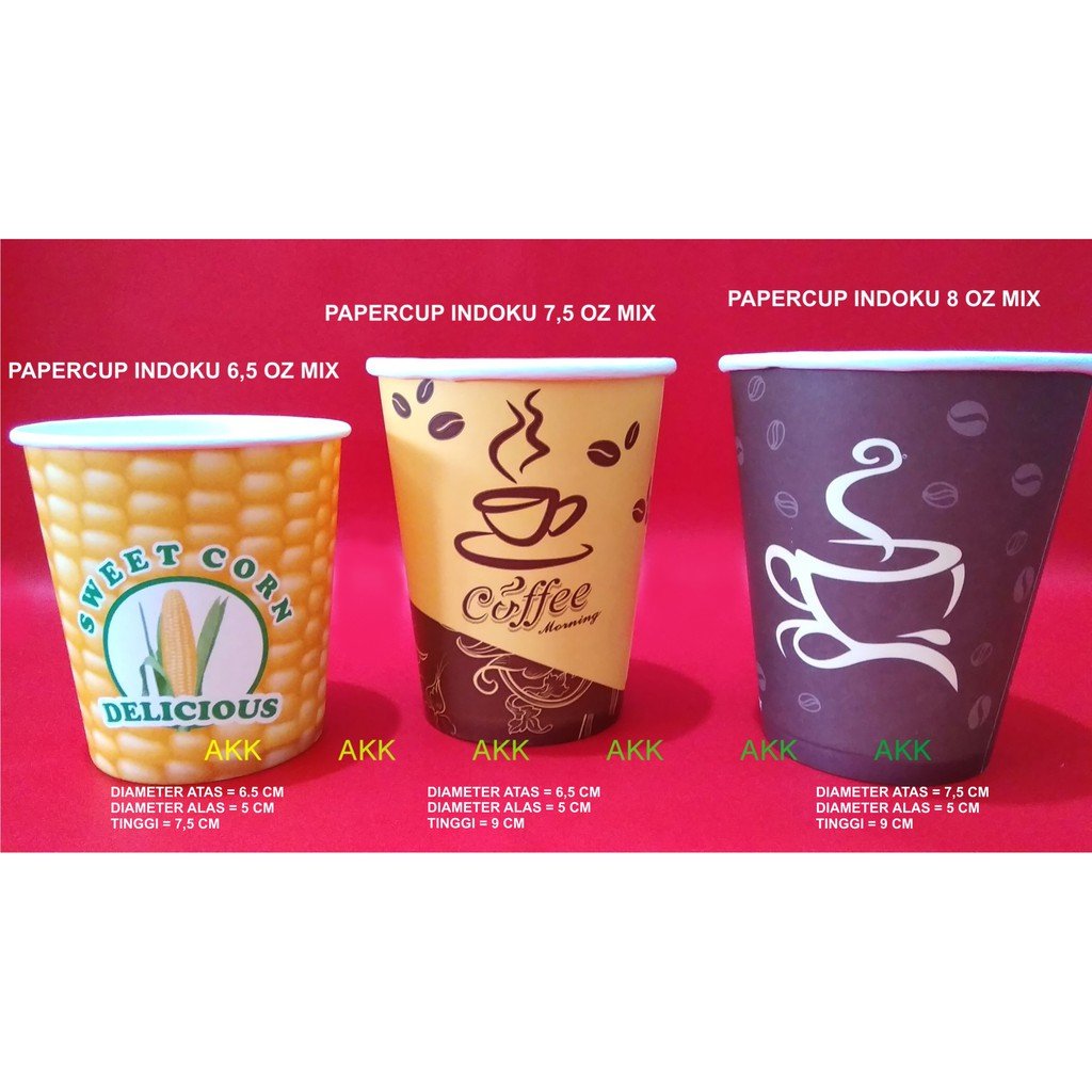 Paper Cup Indoku 8 Oz Motif Isi 50 Pcs