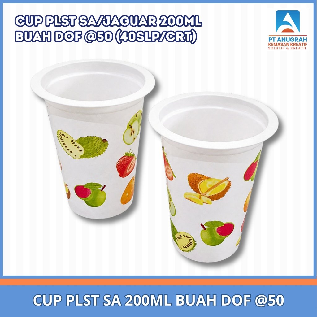 Gelas Sap 200 Ml Motif Buah / Gelas Kopi Teh Syrup Isi 50 Pcs