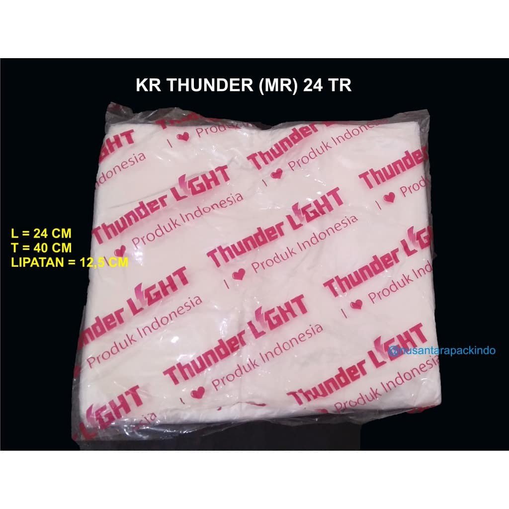 Kantong Kresek Thunder (Mr) 24x39 Putih Transparan Isi 34 Lembar (10 Pack)